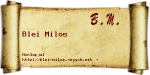 Blei Milos névjegykártya